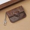 PU Leather Card Holder Heart Shaped Small Wallet Cute Car Key Chain  Women