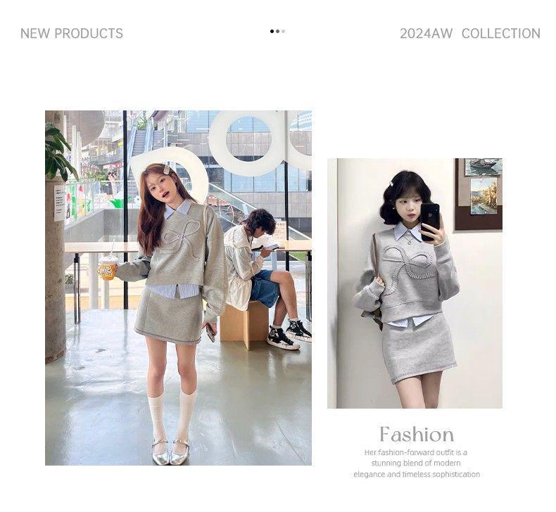 Autumn 2025 College-Style Outfit: Women's Sweatshirt and Skirt Set