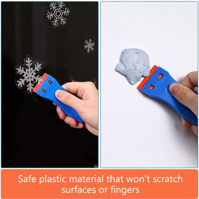 Plastics Razor Scraper Tools with 10 Pieces Plastics Razor Blades Sticker Remover Scraper for Stickers Labels Decals