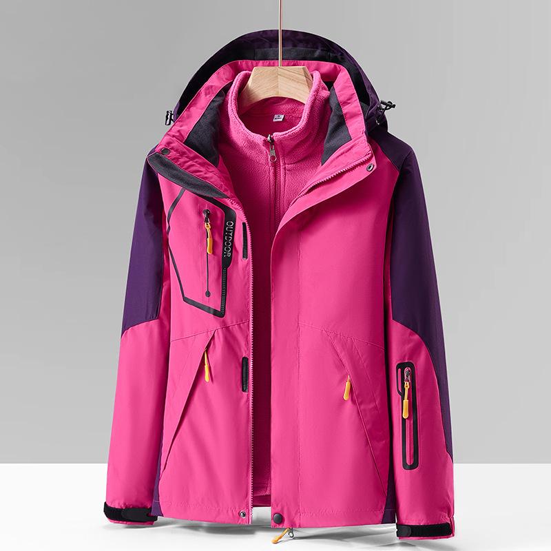 Outdoor Three-in-one Jacket for Women with Removable Liner Mountaineering Jacket for Women, Windproof and Waterproof