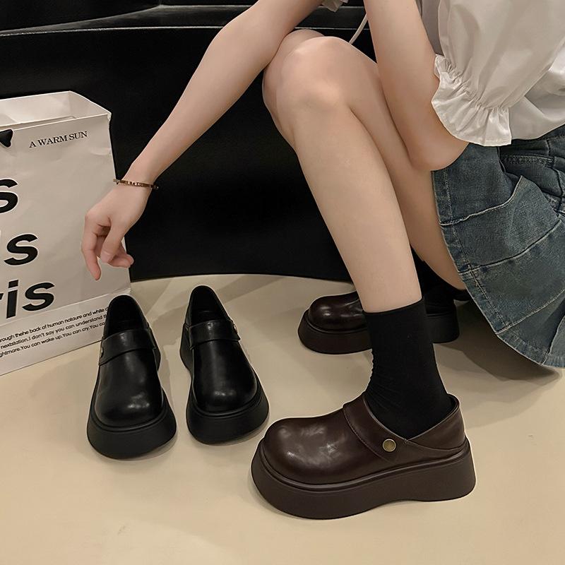 British Style Platform Small Leather Shoes Women's 2025 Spring New One-pedal Lazy Single Shoes Casual Versatile Loafers