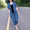 Cross-border Summer Fashion Small Suit Short-sleeved Casual Cropped Pants Suit Women's Wholesale