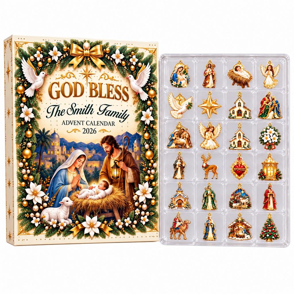 Calendrier de l'Avent Religieux de Noël Ornement Suspendu en Acrylique pour Décoration de Fête