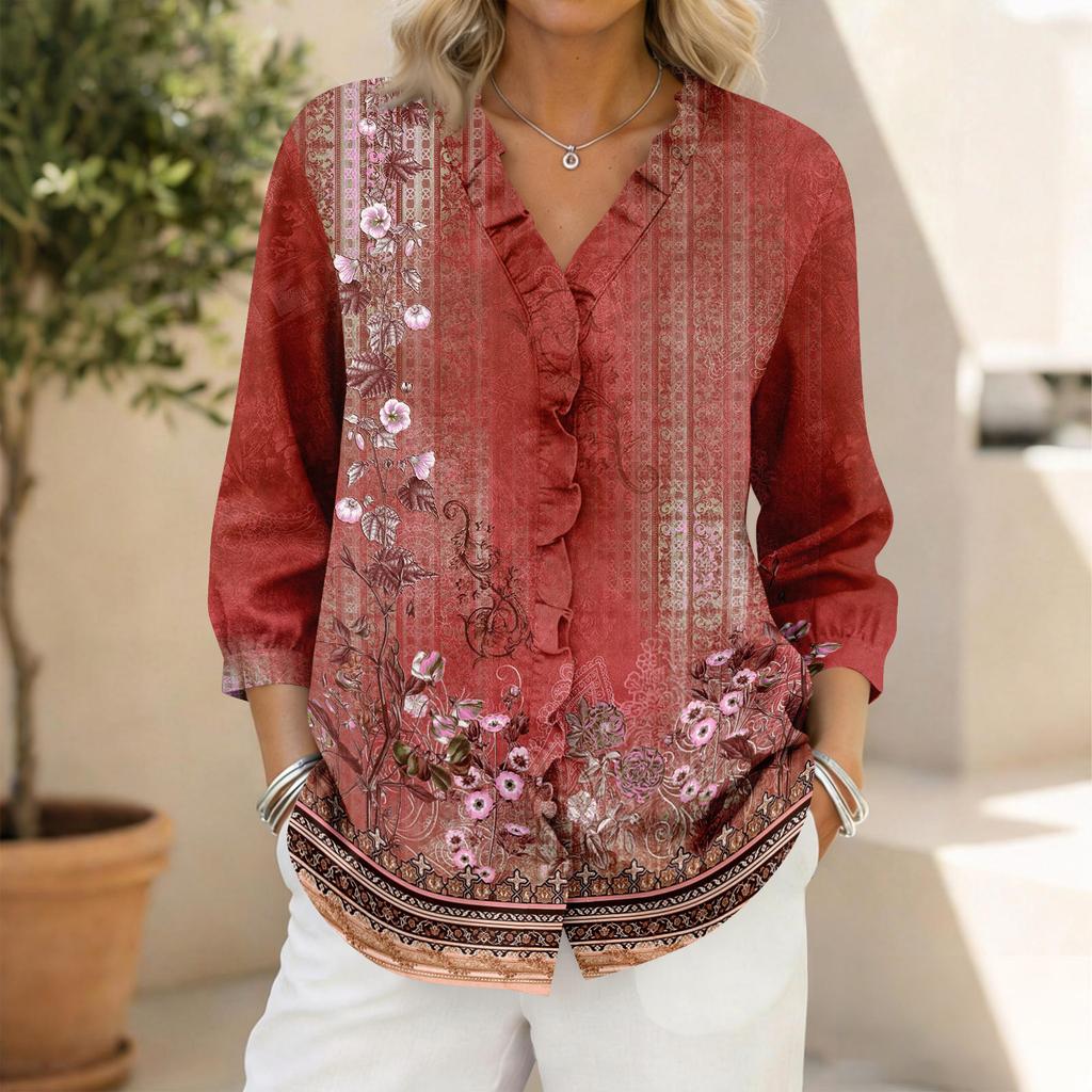 Women's 3/4 Sleeve Shirts Graphic Tees Shirts Casual Basic Tops Pullovers
