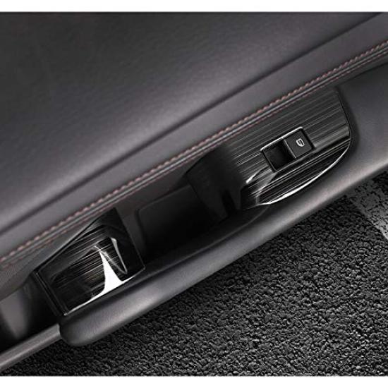 RUIQ Interior Door Window Button Switch Panel Cover Garnish for New Mazda 3 Black Sedan/Fastback (BP Series) (2019.06~) -