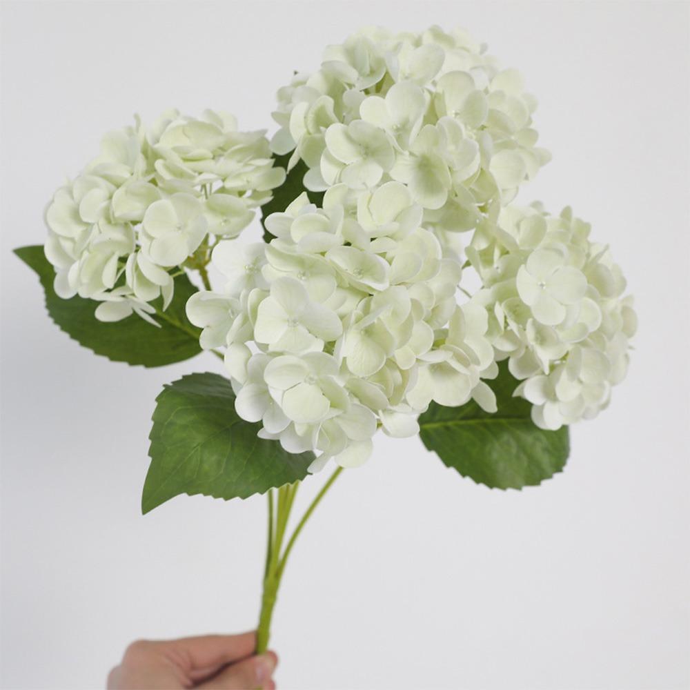 4 Heads Artificial Hydrangea Flower Realistic Faux Flowers Hydrangea Flowers Branch Outdoor Party