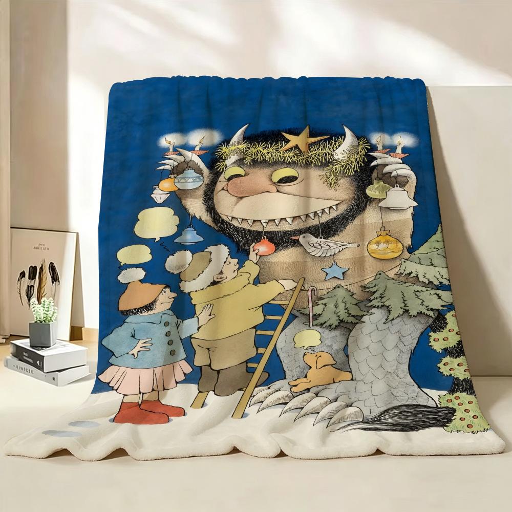 PictureBook W Where The Wild Things A Are Throw Flannel Throw Blanket Suitable for Sofa Living Room Bedroom