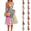 Sleeveless Adjustable Strap Dress with Pockets Casual Vintage Floral Print Midi Dress for Women Summer Fashion