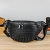 Modische Niet-Hüfttasche Unisex Brusttasche Kreativer Buchstaben-Druck Street Umhängetasche Neue doppelköpfige Reißverschluss-Geldbörse Umhängetasche