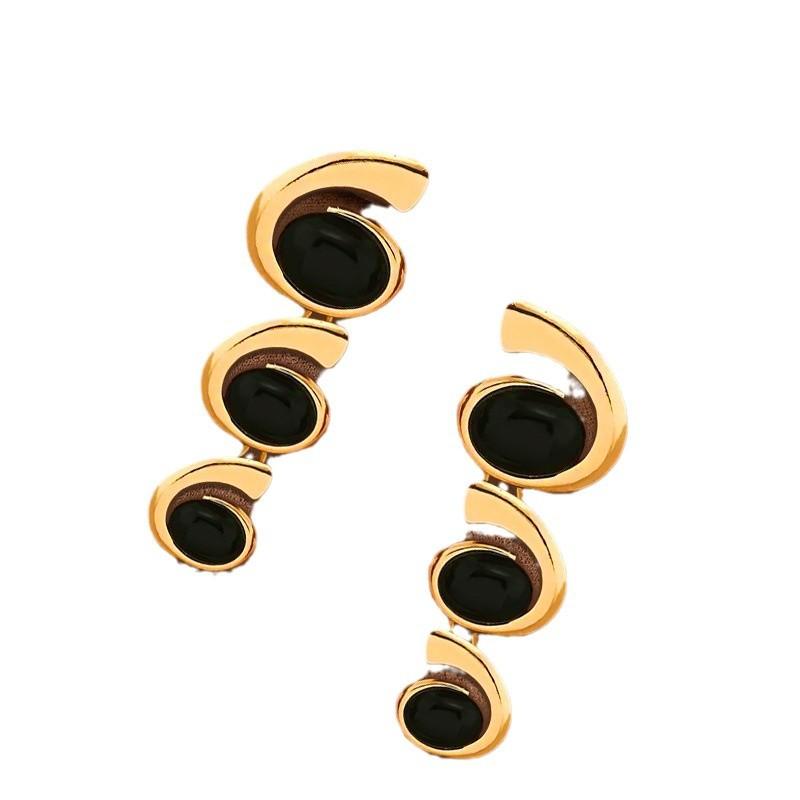 1 Paar Elegante Damen Ohrstecker mit ovalem Inlay, Alltagskleidung mit Ohrringen, Modische Persönlichkeit