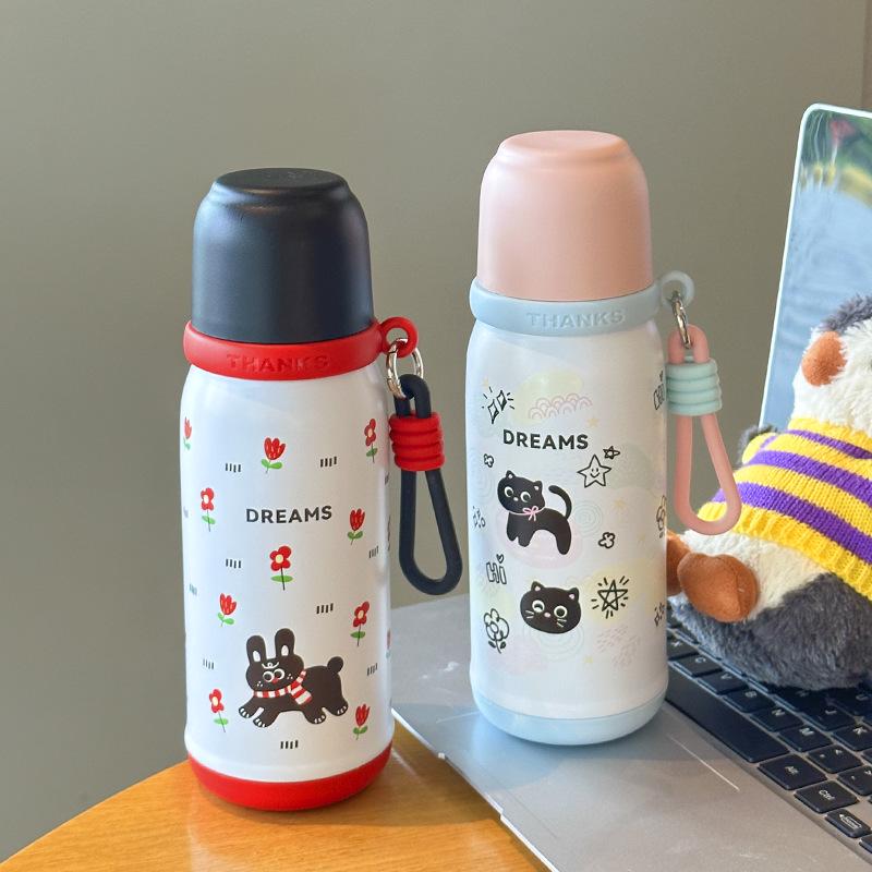 Cartoon Insulated Stainless Steel Cup – Cute, Portable Water Bottle for Students, Ideal for Autumn and Winter.
