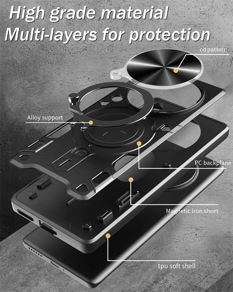 Slide Lens Push Window Armor Shockproof Case For Honor X8C X9C X9a X9B X8B Alloy Finger Ring Holder Magnetic Kickstand Cover For Magic 7 6 Pro 5 Lite
