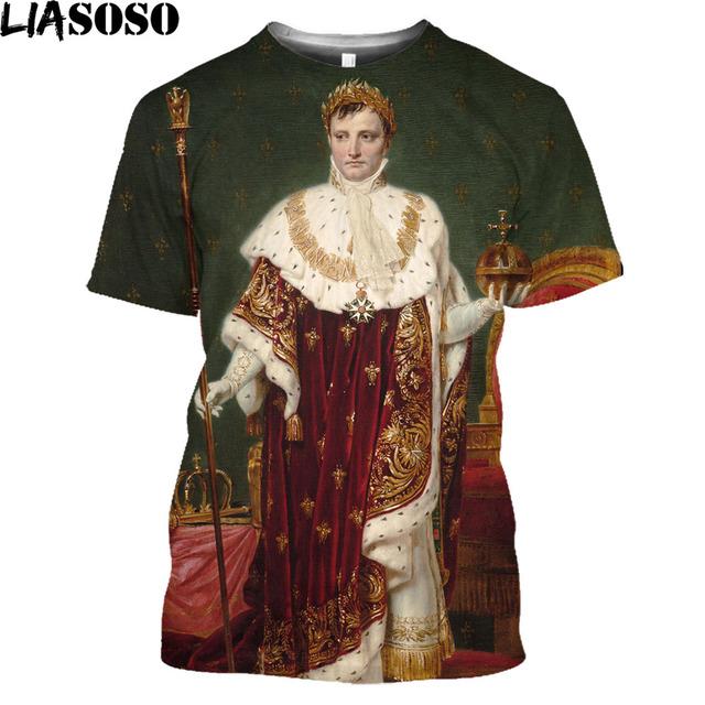 

Футболки с рисунком Наполеона Буонапарта для мужчин и женщин, унисекс, с французским флагом, повседневная рубашка в стиле Харадзюку, футболка большого размера в стиле Наполеоновской империи 6XL