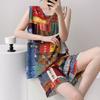 Anti-bumping Pajamas Women's Summer Vest Shorts Set Cotton and Silk Loungewear Can Be Worn Outside Loose Large Size Sweet and Cute