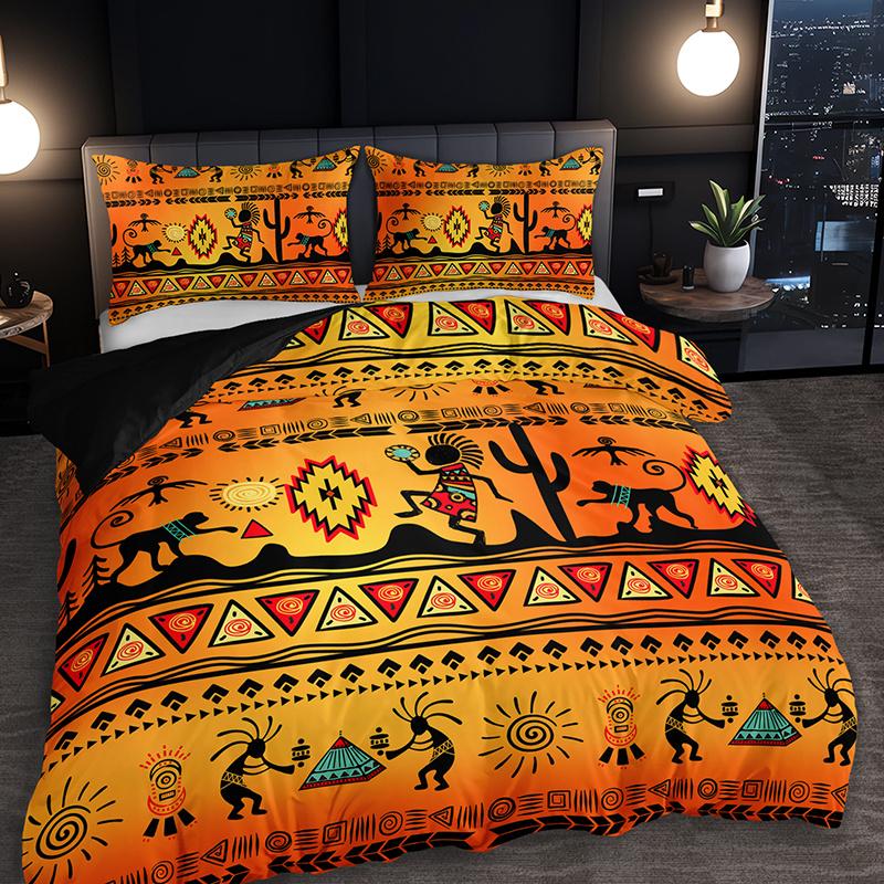 2/3Pcs South American Tribal Totem Duvet Cover Set, HD Printing All Season Bedding with Pillowcases, Home Dorm Decor