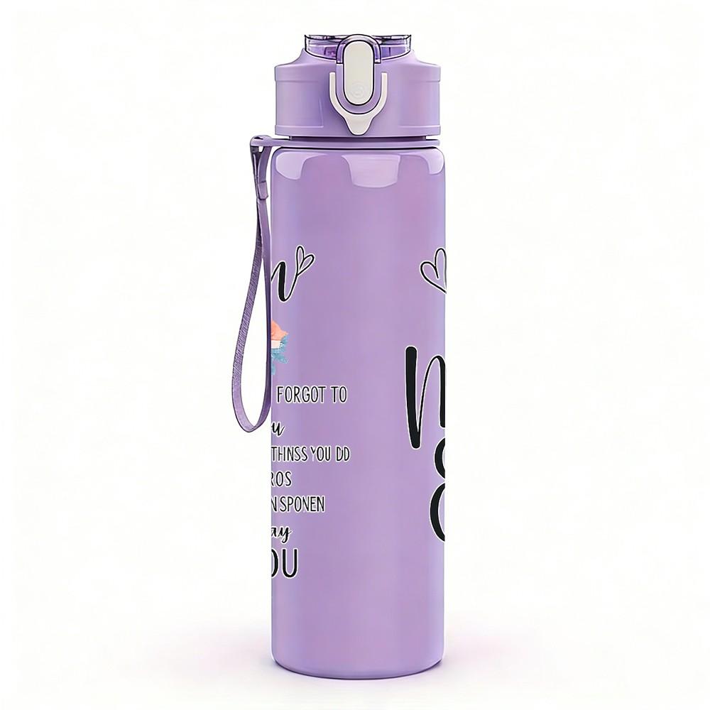 1PC Mom Best Ever Text Quote Print 750ml Color Plastic Sports Water Bottle Leakproof Flip Straw Lid Suitable for Sports Office Home Use