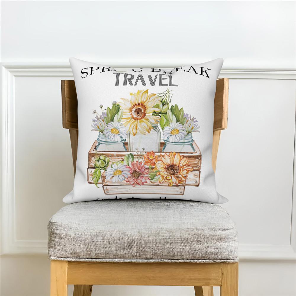 

Чехол для подушки для домашнего декора, дивана, декоративная подушка с весенними ромашками и буквами 40x40cm