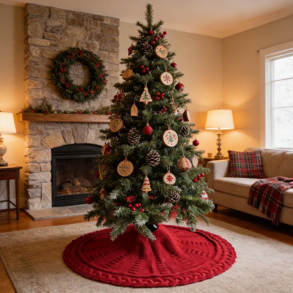 Christmas Tree Skirt Knitted Tree Skirt Cover With Decorative Embellishments For Holiday Parties And Gift Giving