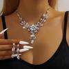 Colorful Retro Floral Bridal Jewelry Set with Alloy and Diamond Inlays