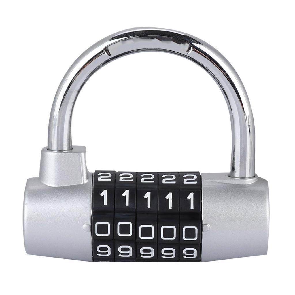 5 Digit Code Lock Padlock U shaped Suitcase Door Combination Lock Blue