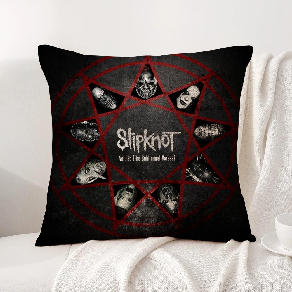 Band S-Slipknot Cushion Cover Summer Coolness Linen Fabric Double-Sided Printing Pillow Case Sofa Home Decor Gift