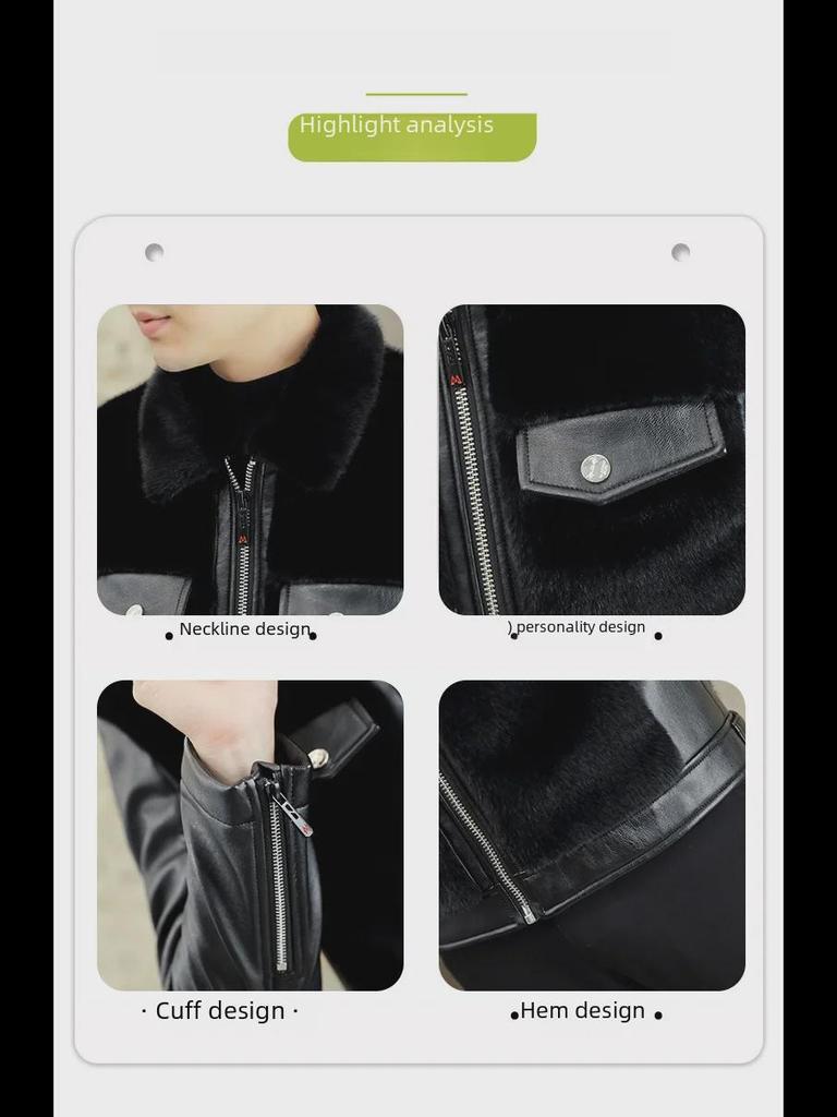 2023 Winter Men's Gold Mink Velvet Fur Coat: Thickened Leather, Luxury Lapel Jacket