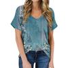 Women's Summer Casual T-shirt 2025 Fashion Retro Printing Harajuku Blouse T-shirt Street Short-sleeved V-neck Blouse