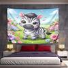 Cute Baby Zebra In Flower Meadow Pattern Wall Hanging Tapestry Decorative Tapestry Home Decor for Bedroom and Living Room