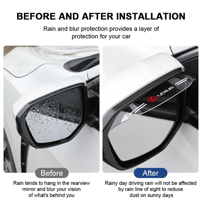 Interior Stickers 2Pcs Car Rear View Mirror Sticker Rain Eyebrow Shield Sun Shade Cover For Lexus LS LC RZ IS350 ES300 GS350 CT2
