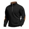 Men's Fleece-Lined Zip-Up Stand Collar Patchwork Contrast Colour Henley Long-Sleeved Casual Sweatshirt for Autumn/Winter