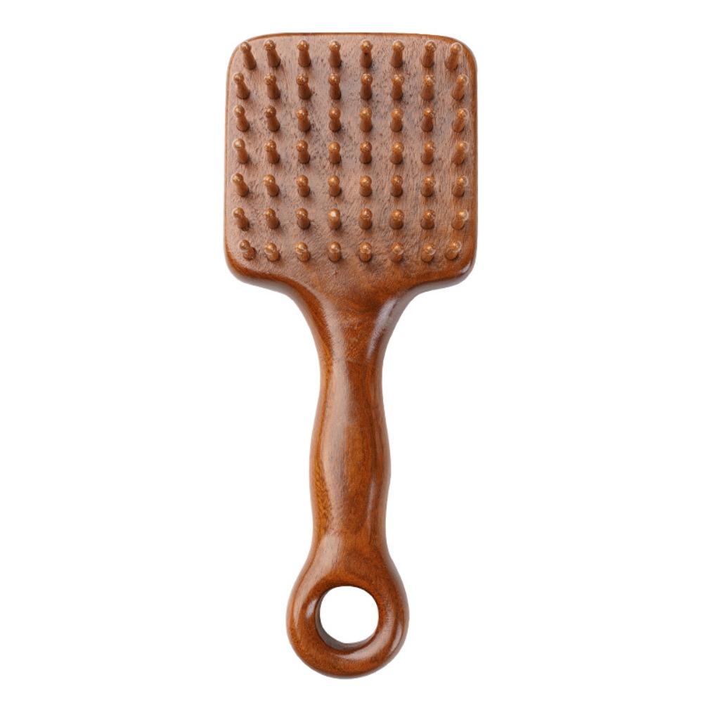 Anti-Static Wooden Scalp Massager Wide Tooth Meridian Hair Brush  Scalp Care коричневый
