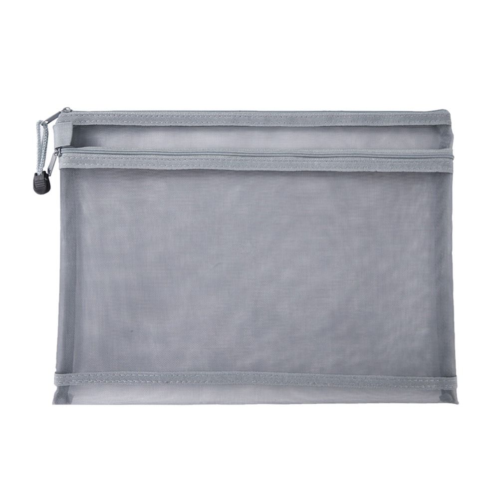 

Пенал на блискавці великої місткості з подвійною кишенею, міцний, прозорий сітчастий файл-папка grey-Type2