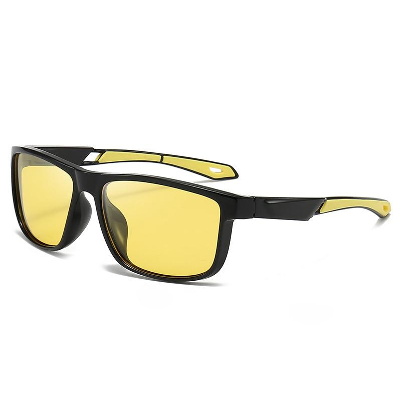 Mode Sonnenbrille für Herren Damen Klassischer quadratischer Rahmen Outdoor Fahren Spiegel Nachtsicht Sonnenbrille