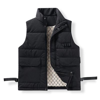 Autumn and Winter Cotton Coat, Warm Standing Collar Coat, Sleeveless Cotton Jacket, Men's Standing Collar Workwear, Windproof Cotton