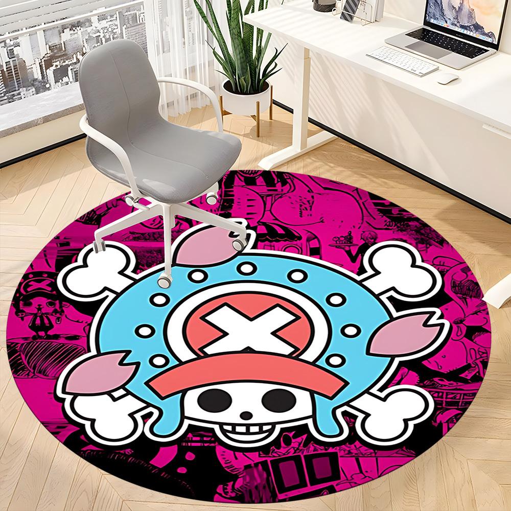1pc One Piece Pirate Flag Skull Office Round Area Rug, Under Office Chairs Bedroom Living Room Home Decor  A1022132