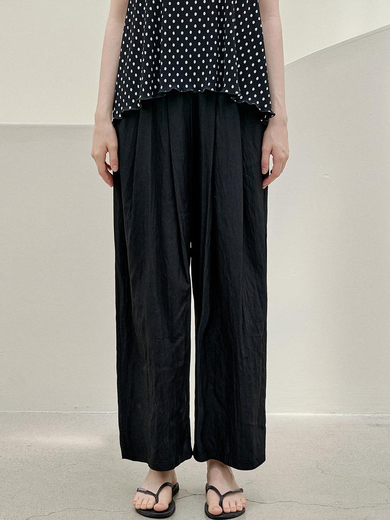 AVANT-G Summer Wide Banding Pants - Black