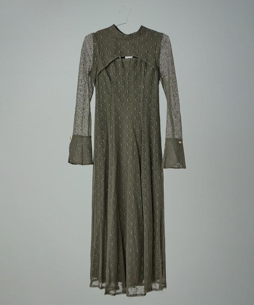 Geometric Party Wedding Lace L [niana] Back-open Dress, Dress, Dress, One-piece Dress, Olive,