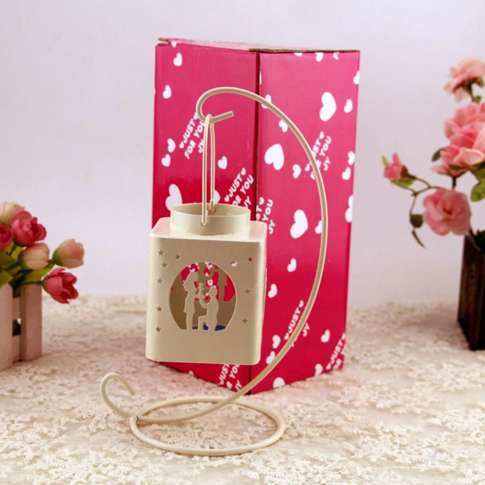 Stylish Hollow out Candlestick Candle Holder Home Table Decoration Ornament with Lover DecorWhite