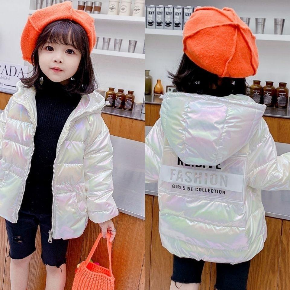 Winter Wash-free Colorful Shiny Cotton Coat for Small and Medium-sized Children with Hood for Boys and Girls