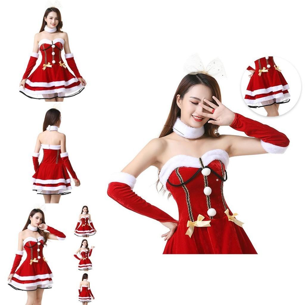 Christmas Santa Claus Costume Dress Backless And Strapless