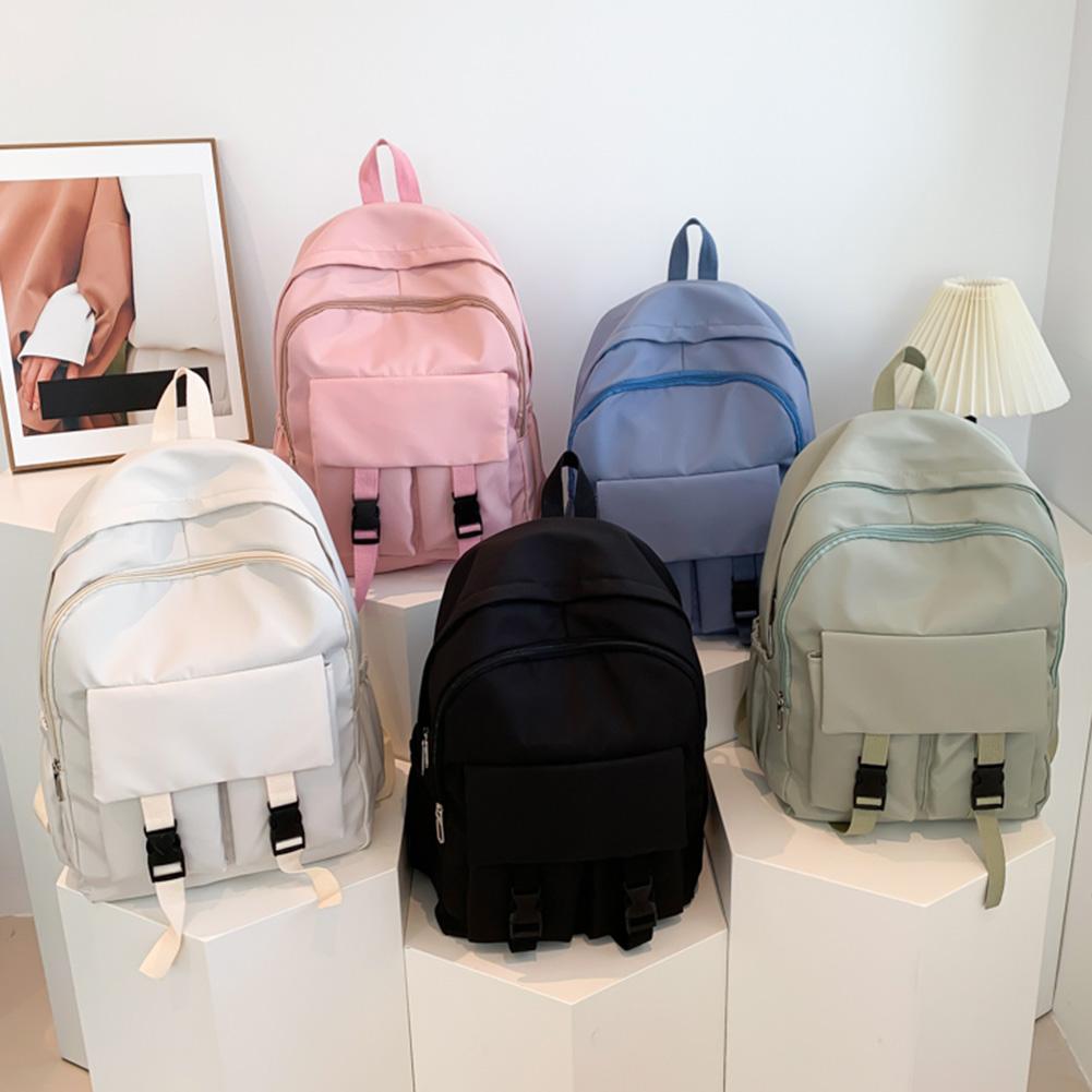 Sweet Soft Sister Solid Color Large Capacity Student Schoolbag School Season New College Students Ins Backpack Teen Girls Boys