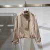 Stand-up collar cotton and linen blended commuter style fashion short loose trench coat