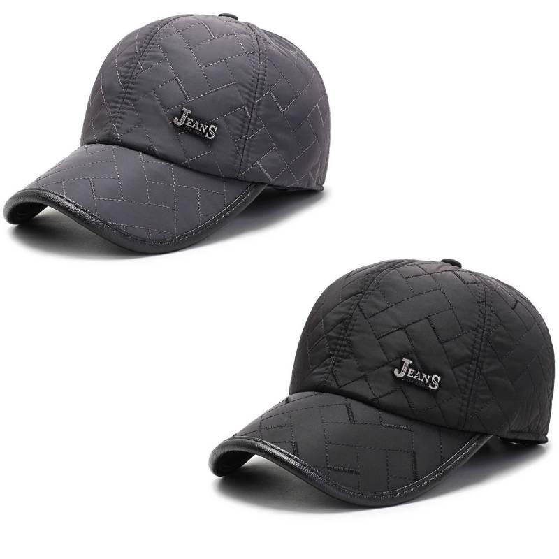 Stylish Warm Winter Outdoor Baseball Cap For Men Adjustable Ear-flap Design In Black Navy And Gray