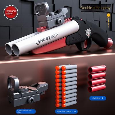 Foam Dart Shell Ejection Blaster Toy Gun Double-barrel Shooting Launcher Model For Children Adults Shooting Team Game Boys Kids
