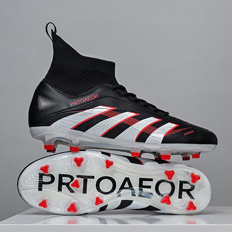 Nouvelles Chaussures de Football pour Hommes Chaussures de Soccer Professionnelles Garçons Antidérapantes TF/FG Match Baskets Confortables Chaussures de Sport à la Cheville Unisexe
