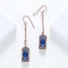 Women Zinc Alloy Jewelry Cylinder Shape Vintage Green Glass Hook Dangle Earring Accessories