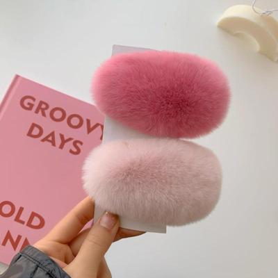 Autumn and Winter New Clip Furry Hairpin Korean Super Fairy Plush Hair Accessories Rex Rabbit Fur Super Cute Fur BB Side Clip