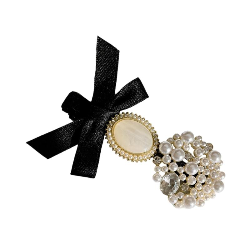

Fashion Pearls Hair Clip Hair Barrettes Bowknot Hairpiece Artificial Crystal Texture for All Hairstyles and Occasions 1