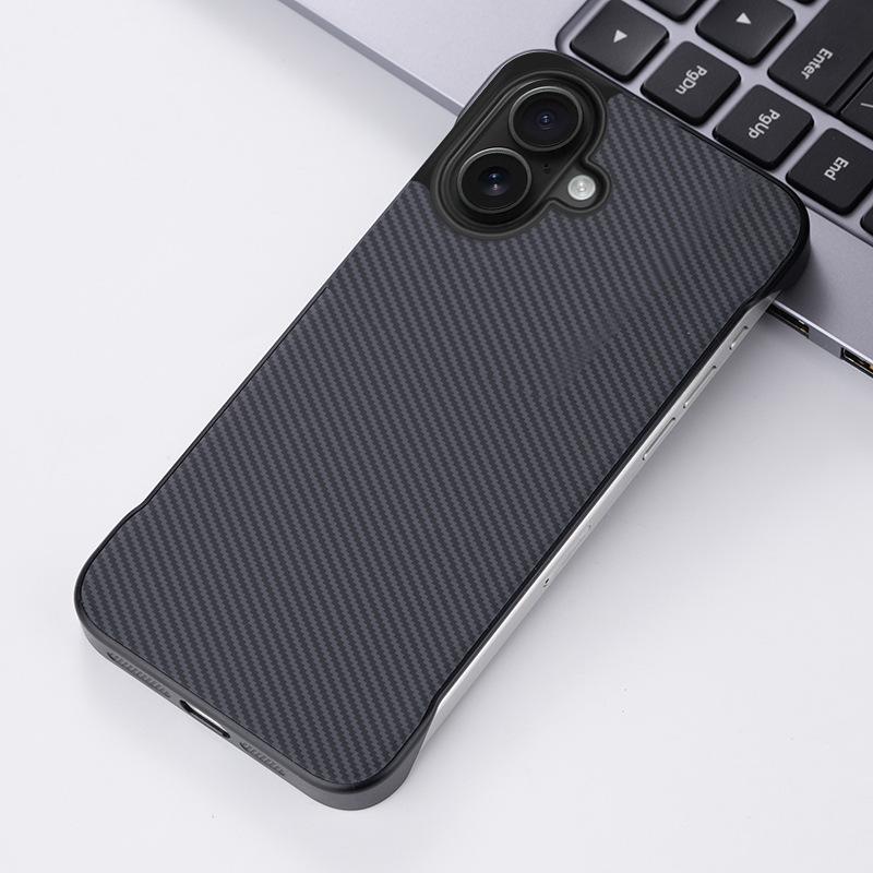 

Applicable To IPhone16 Frameless Charcoal Fiber Pattern Mobile Phone Case Simple 14 Apple 15 Promax Bracket PC Hard iPhone 16