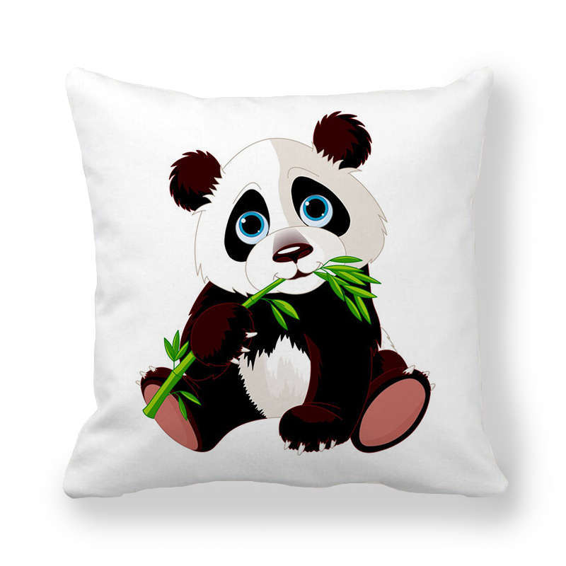 Cartoon Panda Series Patterns Digital Printing Short Plush Pillow Covers For Car Sofa Office Cushion Cover Home Goods